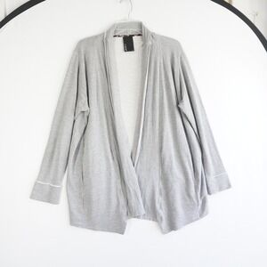 Dolan Womens Gray Cardigan Tshirt Sweater Open Front Pockets M asymmetrical hem